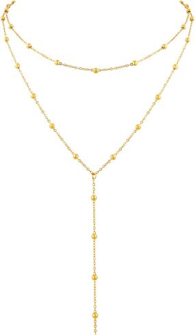 Sacina Gold-tone Dainty Long Layered Choker Necklace, Long Gold-tone Necklace, Long Chain Necklace for Women, Boho Necklace, Minimalist Necklace, Christmas Jewelry Gift in Saudi Arabia