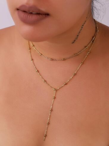 Sacina Gold-tone Dainty Long Layered Choker Necklace, Long Gold-tone Necklace, Long Chain Necklace for Women, Boho Necklace, Minimalist Necklace, Christmas Jewelry Gift in Saudi Arabia