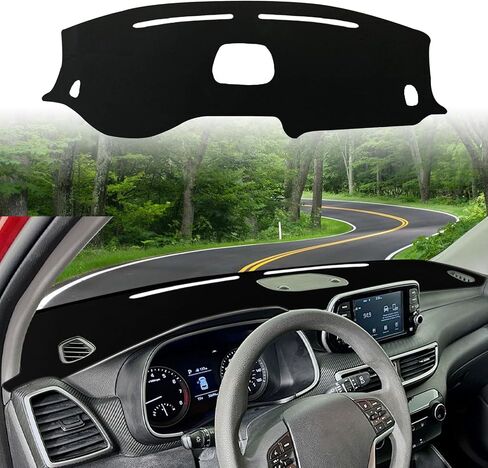 Dash Cover Fit for Hyundai Tucson 2019 2020 2021 Accessories(with Audio Hole) Anti-Skid Center Console Protector Cover Mat Car Dashboard Cover Sunshade Glare UV Rays Protector -Black Edge in Kuwait
