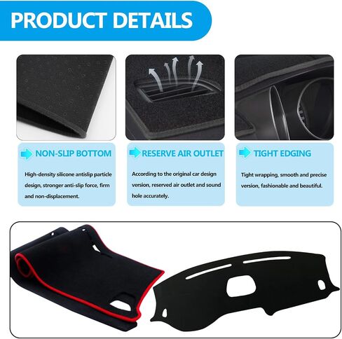 Dash Cover Fit for Hyundai Tucson 2019 2020 2021 Accessories(with Audio Hole) Anti-Skid Center Console Protector Cover Mat Car Dashboard Cover Sunshade Glare UV Rays Protector -Black Edge in Kuwait