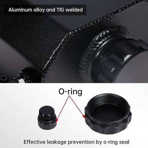 Universal Coolant Overflow Tank, Aluminum Radiator Overflow Tank, 1L Black with Heat Resistance for Low Maintenance, Includes extra Barb Fittings & Installation Kit in Saudi Arabia