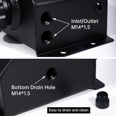 Universal Coolant Overflow Tank, Aluminum Radiator Overflow Tank, 1L Black with Heat Resistance for Low Maintenance, Includes extra Barb Fittings & Installation Kit in Saudi Arabia