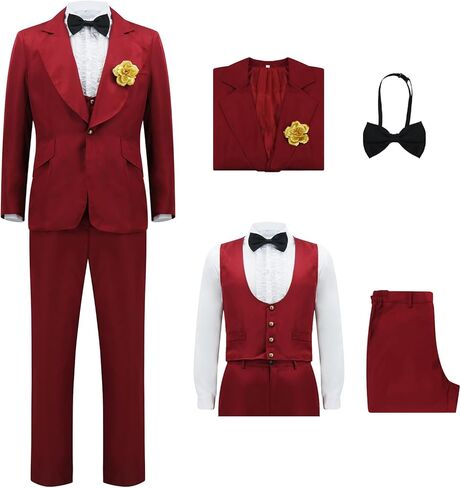 Mens Betelgeuse Costume Red Wedding Suit Costume Halloween Horror Funny Couple Outfit Blazer in Saudi Arabia