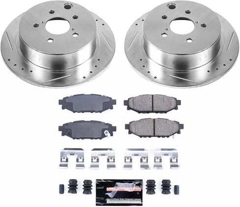 وسادات من ألياف الكربون الخلفية Z23 من باور ستوب K6107 مع مجموعة دوارات الفرامل المحفورة والمشقوقة لسوبارو كروستريك 2016-2022 | 2014-2018 فورستر 2.5 لتر | امبريزا 2012-2022 | 2013-2015 الخامس عشر كروستريك in Kuwait