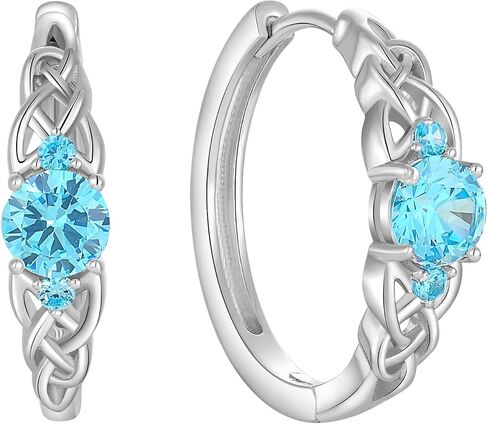 Starchenie 925 Sterling Silver 20mm Hoop Earrings for Women Huggie Earrings Irish Celtic Knot Birthstone Jewelry in Kuwait