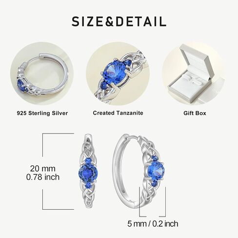 Starchenie 925 Sterling Silver 20mm Hoop Earrings for Women Huggie Earrings Irish Celtic Knot Birthstone Jewelry in Kuwait
