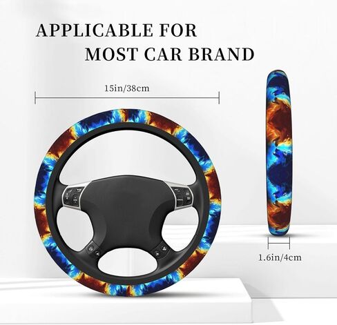 Car Steering Wheel Cover Wolf Dream Catcher Universal Neoprene Anti Slip Car Accessories Decorative Wheel Protector 15 Inch in Saudi Arabia