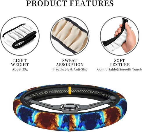 Car Steering Wheel Cover Wolf Dream Catcher Universal Neoprene Anti Slip Car Accessories Decorative Wheel Protector 15 Inch in Saudi Arabia