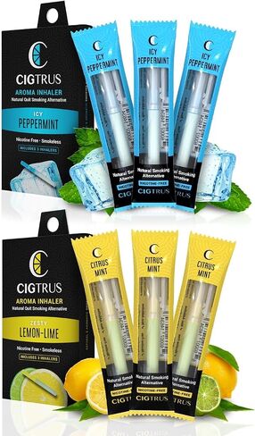 Smokeless Air Inhaler - Smoking Alternative | Tobacco-Free, Nicotine-Free, & Non-Electric | Oral Fixation Relief - Quit Smoking Aid & Vaping Aid | Fresh Spearmint & Lemon Grapefruit- 6 Pieces in Kuwait