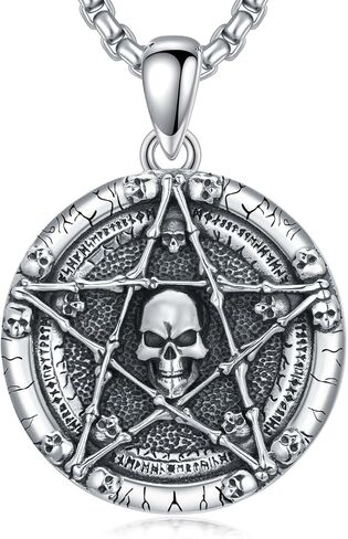 Skull/Skeleton Memento Mori Necklace 925 Sterling Silver Skull/Skeleton Pendant Hourglass Necklace Skull/Skeleton Jewelry for Men Women in Kuwait