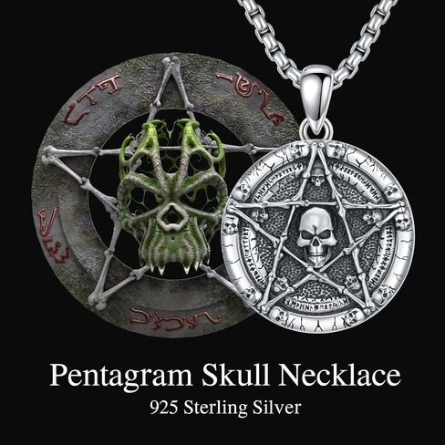 Skull/Skeleton Memento Mori Necklace 925 Sterling Silver Skull/Skeleton Pendant Hourglass Necklace Skull/Skeleton Jewelry for Men Women in Kuwait