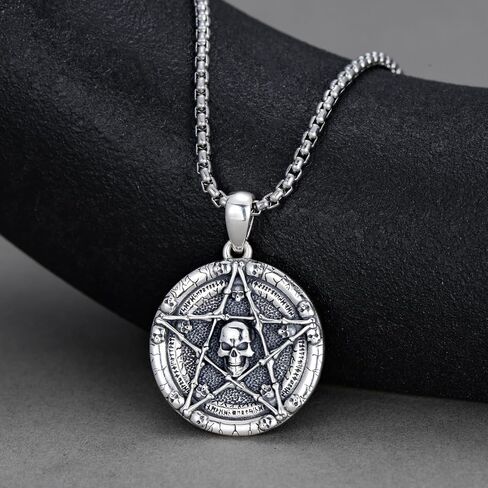 Skull/Skeleton Memento Mori Necklace 925 Sterling Silver Skull/Skeleton Pendant Hourglass Necklace Skull/Skeleton Jewelry for Men Women in Kuwait