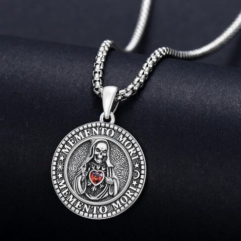 Skull/Skeleton Memento Mori Necklace 925 Sterling Silver Skull/Skeleton Pendant Hourglass Necklace Skull/Skeleton Jewelry for Men Women in Kuwait