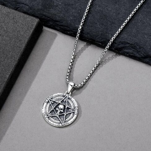 Skull/Skeleton Memento Mori Necklace 925 Sterling Silver Skull/Skeleton Pendant Hourglass Necklace Skull/Skeleton Jewelry for Men Women in Kuwait