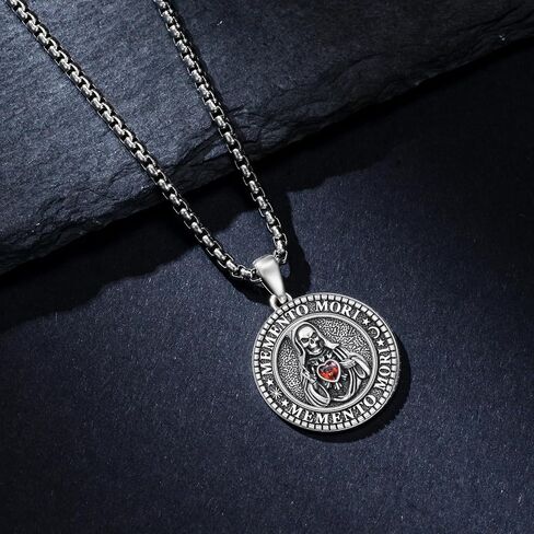 Skull/Skeleton Memento Mori Necklace 925 Sterling Silver Skull/Skeleton Pendant Hourglass Necklace Skull/Skeleton Jewelry for Men Women in Kuwait