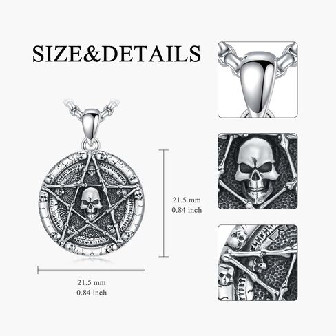 Skull/Skeleton Memento Mori Necklace 925 Sterling Silver Skull/Skeleton Pendant Hourglass Necklace Skull/Skeleton Jewelry for Men Women in Kuwait