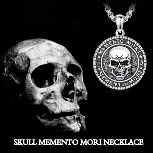 Skull/Skeleton Memento Mori Necklace 925 Sterling Silver Skull/Skeleton Pendant Hourglass Necklace Skull/Skeleton Jewelry for Men Women in Kuwait