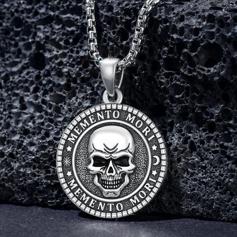Skull/Skeleton Memento Mori Necklace 925 Sterling Silver Skull/Skeleton Pendant Hourglass Necklace Skull/Skeleton Jewelry for Men Women in Kuwait