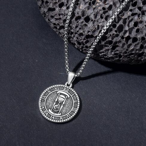 Skull/Skeleton Memento Mori Necklace 925 Sterling Silver Skull/Skeleton Pendant Hourglass Necklace Skull/Skeleton Jewelry for Men Women in Kuwait