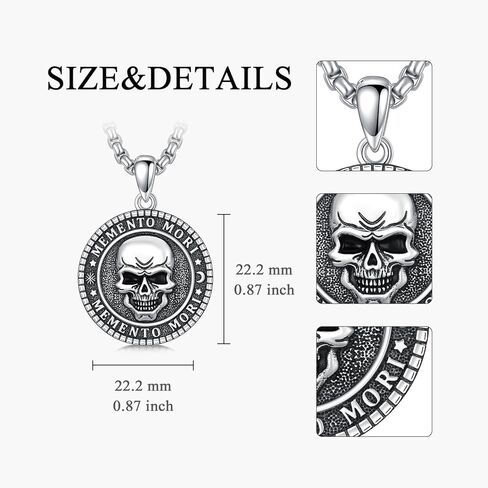Skull/Skeleton Memento Mori Necklace 925 Sterling Silver Skull/Skeleton Pendant Hourglass Necklace Skull/Skeleton Jewelry for Men Women in Kuwait