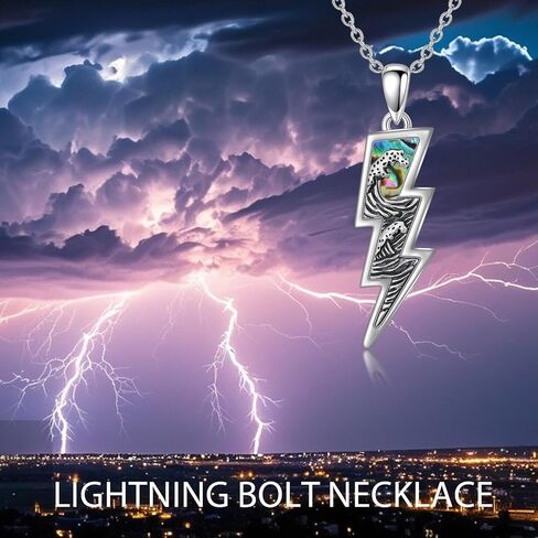 PROESS Lightning Bolt Necklace 925 Sterling Silver Wave/Rose/Skull Necklace Lightning Bolt Pendant Jewelry Presents for Women Men in Kuwait
