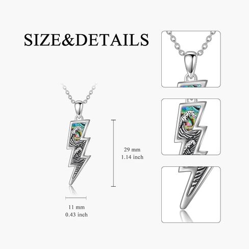 PROESS Lightning Bolt Necklace 925 Sterling Silver Wave/Rose/Skull Necklace Lightning Bolt Pendant Jewelry Presents for Women Men in Kuwait