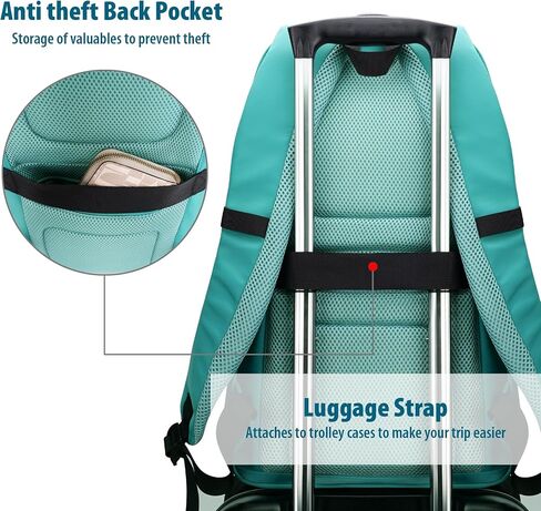 Travel Laptop Backpack with USB Charging Port, TSA Flight Approved carry on suitcase with 15.6" Notebook Compartment, Lightweight Computer Anti-theft Bag, Casual Commuter Daypack for Women & Men Black in Saudi Arabia