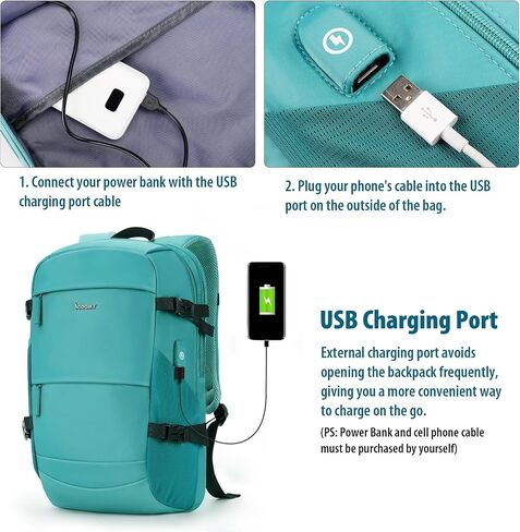 Travel Laptop Backpack with USB Charging Port, TSA Flight Approved carry on suitcase with 15.6" Notebook Compartment, Lightweight Computer Anti-theft Bag, Casual Commuter Daypack for Women & Men Black in Saudi Arabia