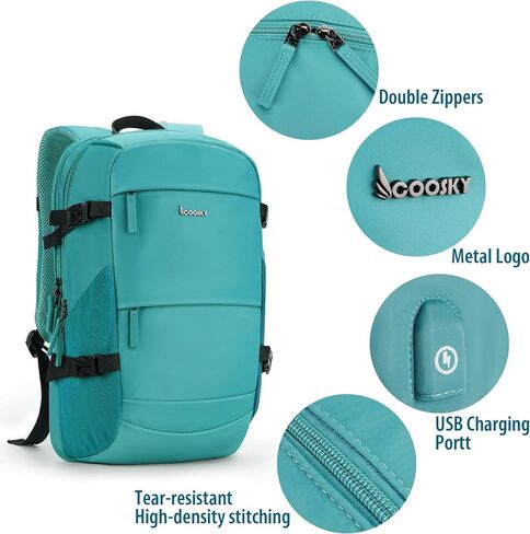 Travel Laptop Backpack with USB Charging Port, TSA Flight Approved carry on suitcase with 15.6" Notebook Compartment, Lightweight Computer Anti-theft Bag, Casual Commuter Daypack for Women & Men Black in Saudi Arabia