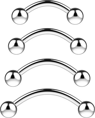 Eyebrow Piercing Jewelry 16g Curved Barbell - Surgical Steel Bridge Piercing Vertical Labret Lip Jewelry Eyebrow Rings For Women Men - Cartilage Earrings Tragus Daith Snug Rook Piercing Jewelry 4pcs in Kuwait