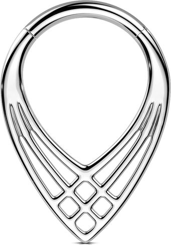 OUFER 16G Septum Rings, V-Shaped Septum Jewelry, 316L Surgical Steel Silver Septum Clicker Piercing Jewelry, 8mm Daith Helix Cartilage Earrings For Women Men in Saudi Arabia