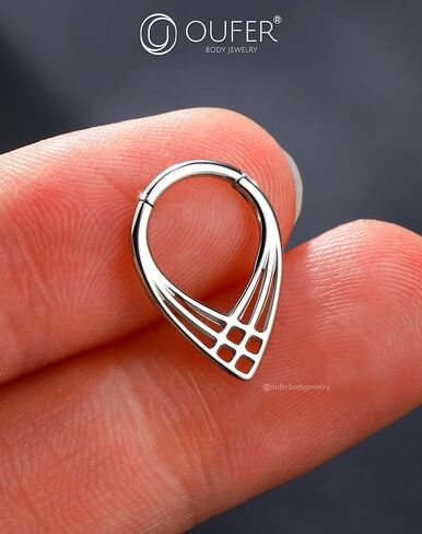 OUFER 16G Septum Rings, V-Shaped Septum Jewelry, 316L Surgical Steel Silver Septum Clicker Piercing Jewelry, 8mm Daith Helix Cartilage Earrings For Women Men in Saudi Arabia