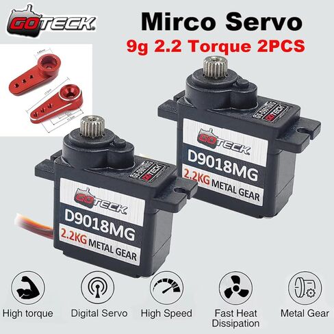 GOTECK 2PCS 17g Full Metal Gear Digital Servo, with 25T Servo Horn for 1/18 1/16 1/14 RC Car Model Boat Fixed-Wing Helicopter Airplane Robot Toy in Saudi Arabia