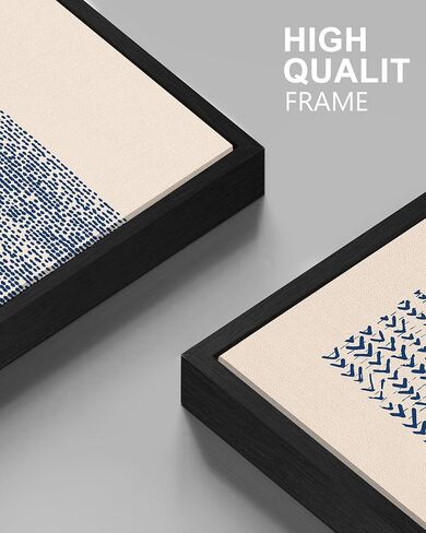 Drsoum منتصف القرن بوهو هندسي مجردة ديكور أزرق أبيض الجرونج الحد الأدنى البوهيمي جدار الفن مؤطرة قماش يطبع 8 "× 10" × 6 قطع الطبيعية مؤطرة in Kuwait