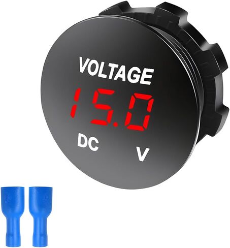 مقياس الفولتميتر DC 12-24 فولت، مقياس الجهد الكهربي LED بشاشة رقمية صغيرة مع لوحة مستديرة، مؤشر مراقبة البطارية المقاوم للماء لشاحنة قارب السيارة البحرية (أحمر) in Kuwait
