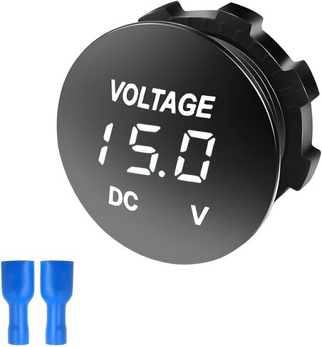 مقياس الفولتميتر DC 12-24 فولت، مقياس الجهد الكهربي LED بشاشة رقمية صغيرة مع لوحة مستديرة، مؤشر مراقبة البطارية المقاوم للماء لشاحنة قارب السيارة البحرية (أحمر) in Kuwait