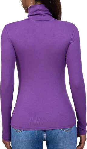 Turtleneck Women Long Sleeve Slim Fitted Based Layer Ribbed Modal Mock Neck T-Shirt in Saudi Arabia