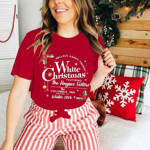 Christmas Shirts for Women Santa Christmas Pine Tree T-Shirt Short Sleeve Xmas Holiday Tee Tops in Kuwait