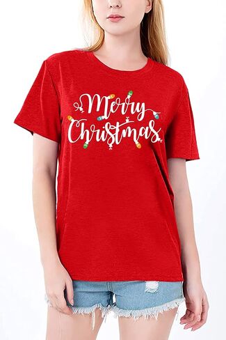 MAIHUN Christmas Shirts Womens Merry Christmas Shirt Xmas Holiday Tshirt Christmas Tree Tee Tops in Kuwait
