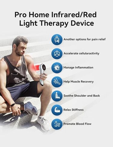 4400mAh Rechargeable Infra Red Light Therapy Device for Pain Relief, Canker Sore Blue Light Treatment Machine Ear Nose Mouth Lip Cold Sore Knee Feet Joint Muscle Back Removable Tip Dog Pet in Saudi Arabia