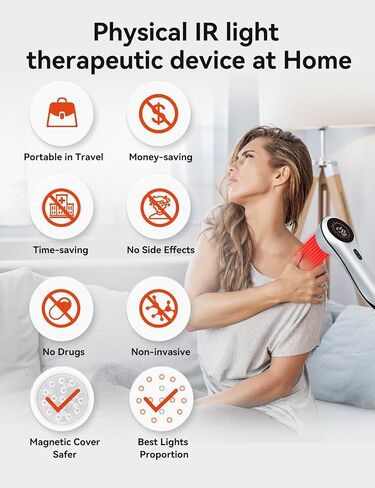 4400mAh Rechargeable Infra Red Light Therapy Device for Pain Relief, Canker Sore Blue Light Treatment Machine Ear Nose Mouth Lip Cold Sore Knee Feet Joint Muscle Back Removable Tip Dog Pet in Saudi Arabia