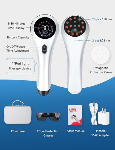 4400mAh Rechargeable Infra Red Light Therapy Device for Pain Relief, Canker Sore Blue Light Treatment Machine Ear Nose Mouth Lip Cold Sore Knee Feet Joint Muscle Back Removable Tip Dog Pet in Saudi Arabia