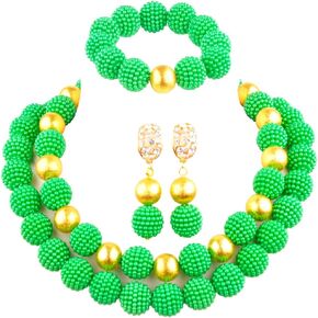 Nigerian Wedding African Beads Red Jewelry Sets for Women Simulated Pearl Necklace and Earrings