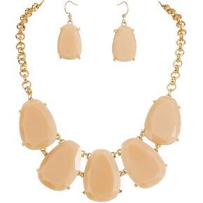 Bocar Chunky Statement Bubble Pendant Necklace Earring Set Fashion Collar Jewelry Set for Women