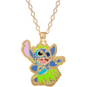 Disney Lilo & Stitch Necklace - 16" + 2" Flash Plated Necklace with Stitch Pendant - Stitch Gifts - Officially Licensed