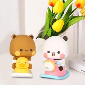 2PCS Bubu Dudu Bears لطيف الكرتون الشكل زخرفة سطح المكتب، لطيف الرموز التعبيرية الباندا الدب تمثال الكرتون اكسسوارات الديكور سيارة (حصان هزاز)