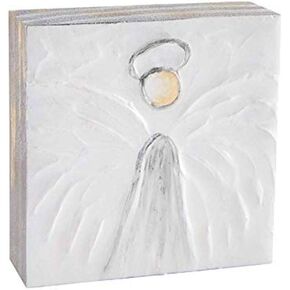 Mud Pie Angel Block Art (Small), White
