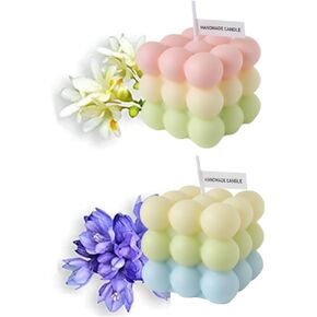 NatureMan 2Pcs Scented Candles,Handmade Soy Wax Bubble Cube Candles, Ideal for Wedding Party and Home Decor, Halloween Birthday Christmas Gift