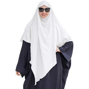 IWEMEK Dubai Muslim Hijab Solid Color 2 Layers Hijab Head Wrap Muslim Islamic Khimar Abaya Prayer Dress