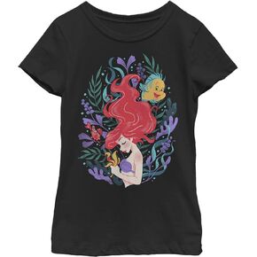 Disney Girl's Leafy Ariel T-Shirt